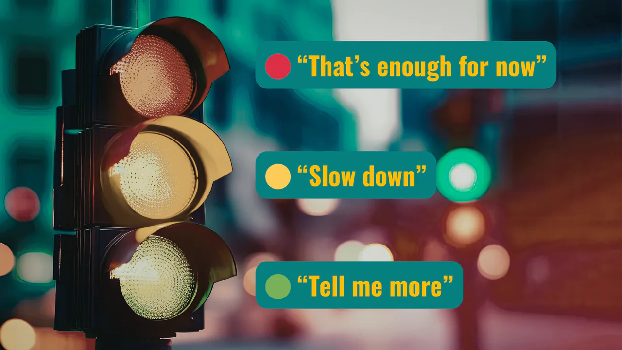 Green, yellow, red — a traffic light for real-time conversation check-ins